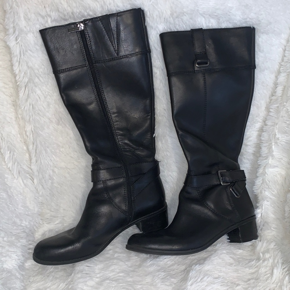 Bandolino Black Leather Riding Boots Size 9.5